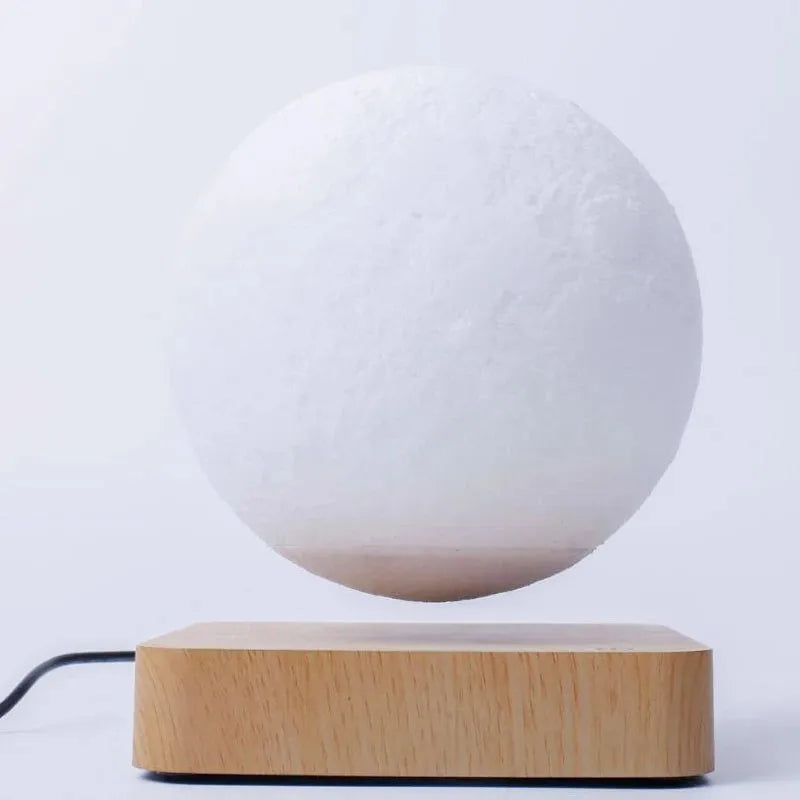 ZK30 Floating 3D Printed LED Moon Lamp with Wooden Base and Magnetic Suspension - Three Color Options