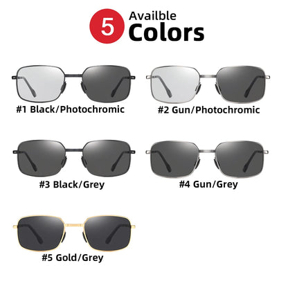 Men's Folding Photochromic Sunglasses with Polarized Lenses - Rectangle Metal Design for Summer 2026 Trends