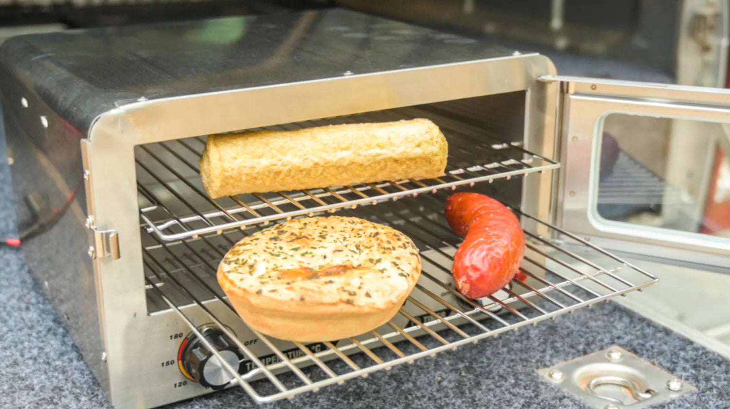 Adventure Kings Stainless Steel 12V Electric Camping Oven with Maximum Temperature of 180°C