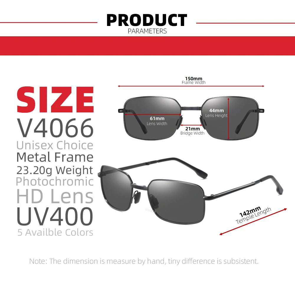 Men's Folding Photochromic Sunglasses with Polarized Lenses - Rectangle Metal Design for Summer 2026 Trends