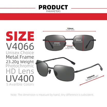 Men's Folding Photochromic Sunglasses with Polarized Lenses - Rectangle Metal Design for Summer 2026 Trends