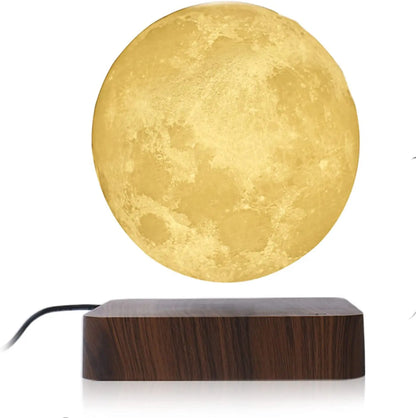ZK30 Floating 3D Printed LED Moon Lamp with Wooden Base and Magnetic Suspension - Three Color Options