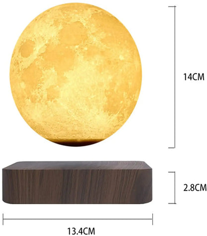 ZK30 Floating 3D Printed LED Moon Lamp with Wooden Base and Magnetic Suspension - Three Color Options