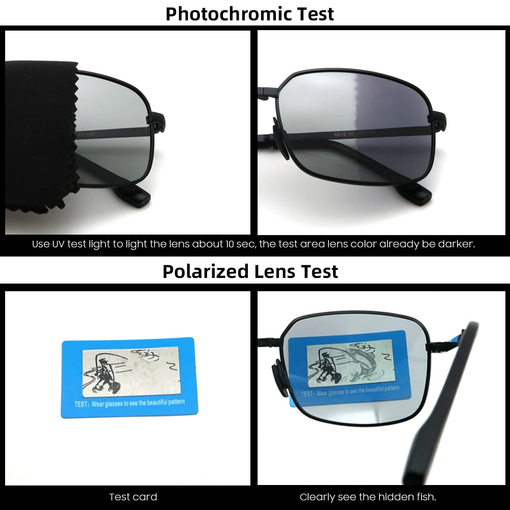Men's Folding Photochromic Sunglasses with Polarized Lenses - Rectangle Metal Design for Summer 2026 Trends