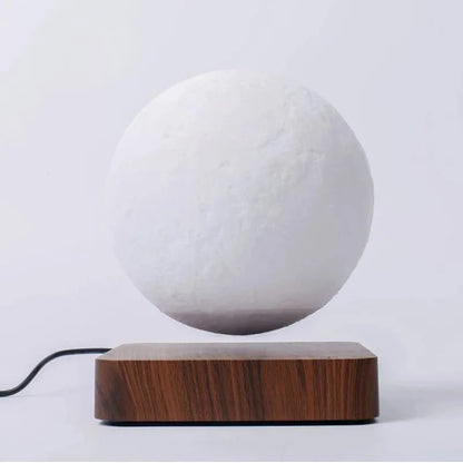 ZK30 Floating 3D Printed LED Moon Lamp with Wooden Base and Magnetic Suspension - Three Color Options